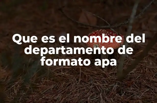 Que es el Nombre Del Departamento de Formato Apa