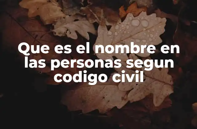 Que es el Nombre en las Personas Segun Codigo Civil