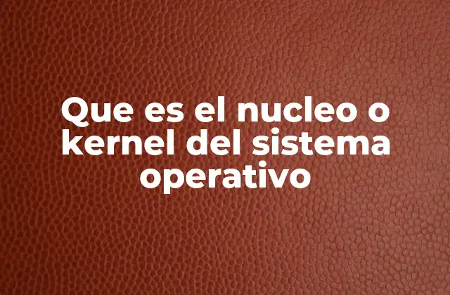 Que es el Nucleo o Kernel Del Sistema Operativo