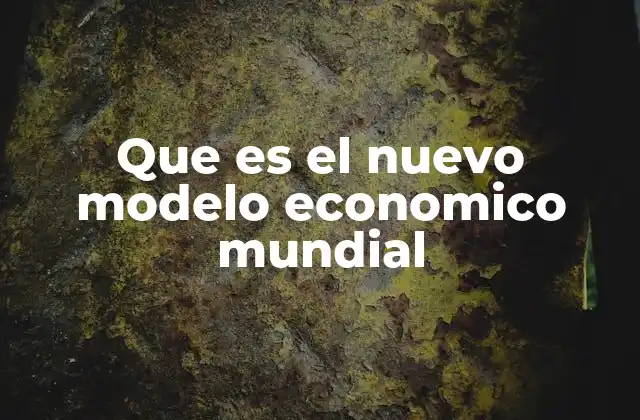 Que es el Nuevo Modelo Economico Mundial