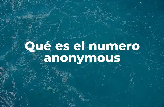 Qué es el Numero Anonymous