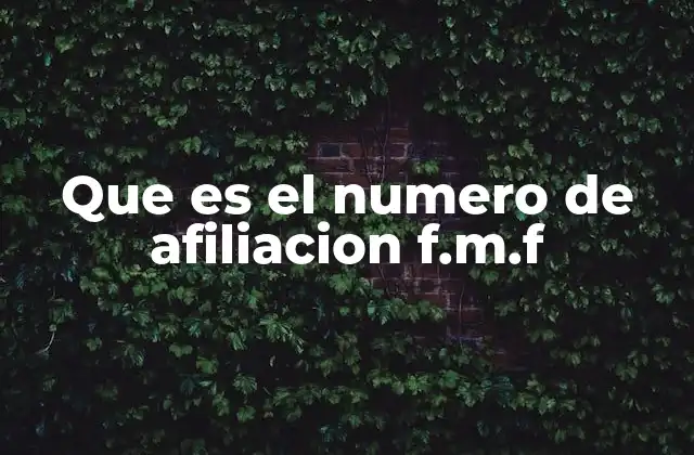 Que es el Numero de Afiliacion F.m.f