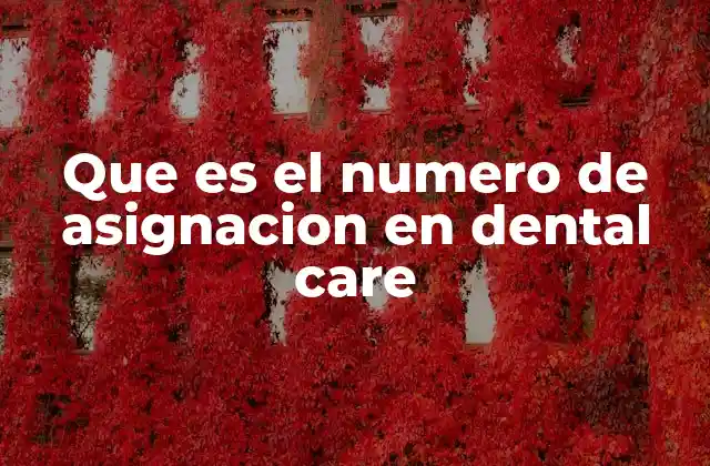 Que es el Numero de Asignacion en Dental Care