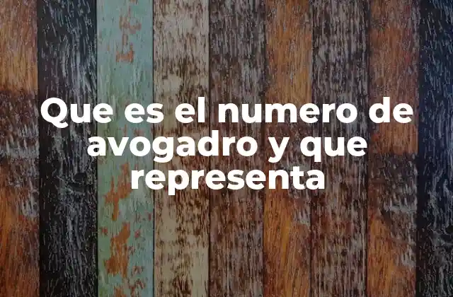 Que es el Numero de Avogadro y que Representa