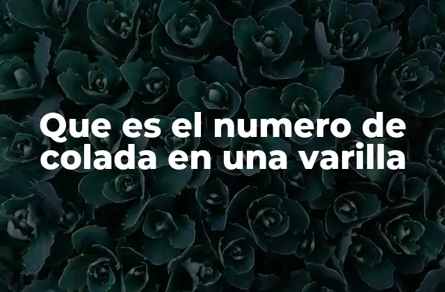 Que es el Numero de Colada en una Varilla