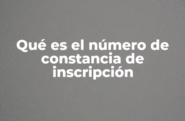 Qué es el Número de Constancia de Inscripción
