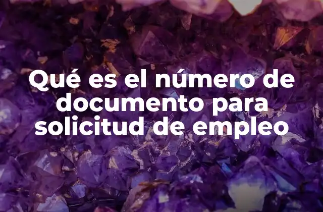 Qué es el Número de Documento para Solicitud de Empleo