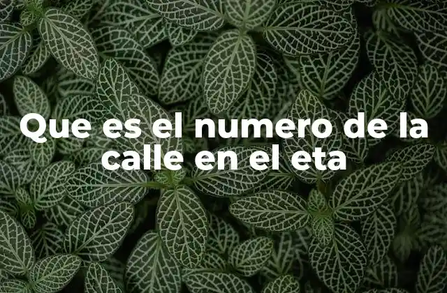 Que es el Numero de la Calle en el Eta
