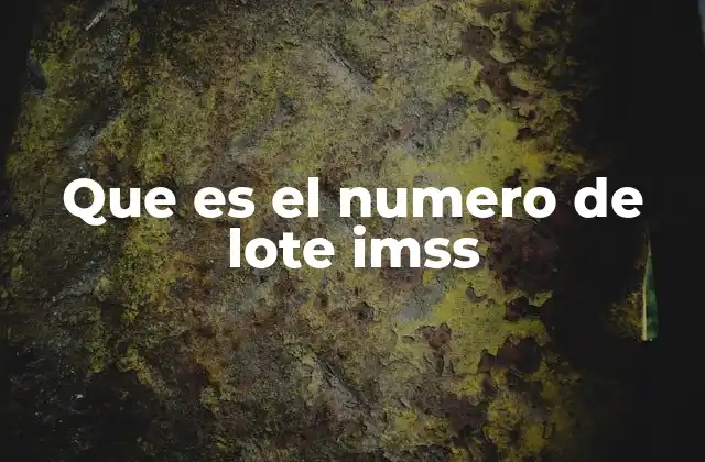 Que es el Numero de Lote Imss 2 La importancia del número de lote en el sistema IMSS