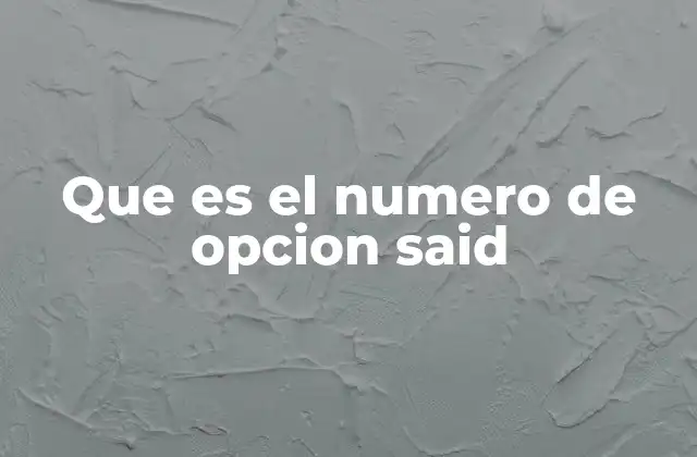 Que es el Numero de Opcion Said