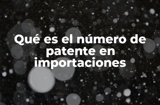 Qué es el Número de Patente en Importaciones