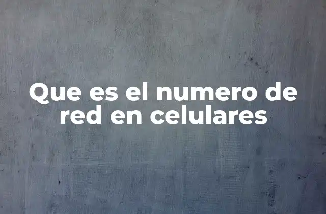 Que es el Numero de Red en Celulares