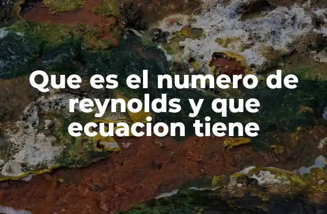 Que es el Numero de Reynolds y que Ecuacion Tiene