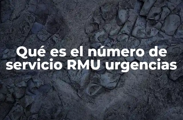 Qué es el Número de Servicio Rmu Urgencias