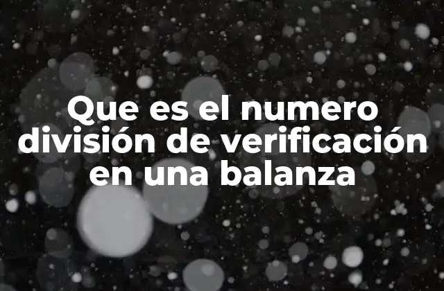 Que es el Numero División de Verificación en una Balanza