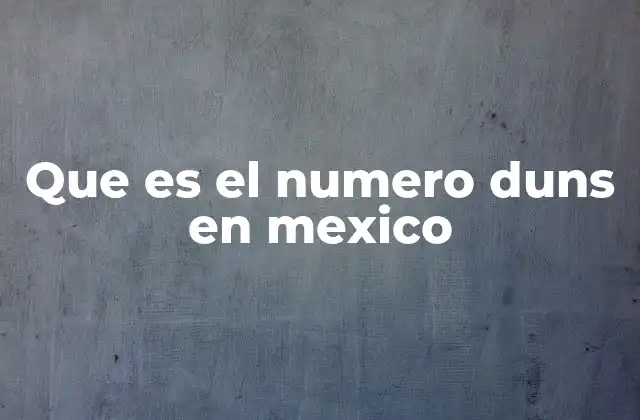 Que es el Numero Duns en Mexico