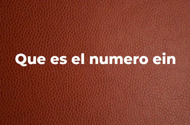 Que es el Numero Ein
