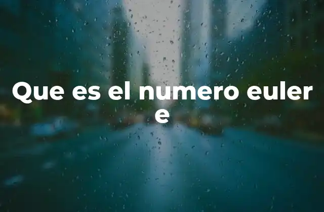 Que es el Numero Euler e