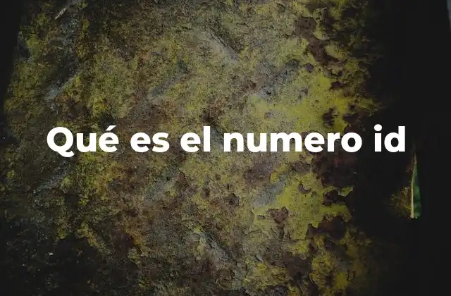 Qué es el Numero Id