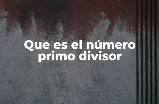 Que es el Número Primo Divisor