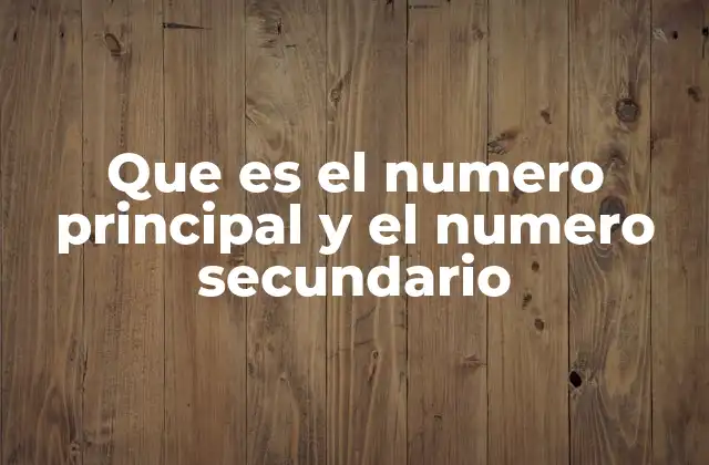 Que es el Numero Principal y el Numero Secundario