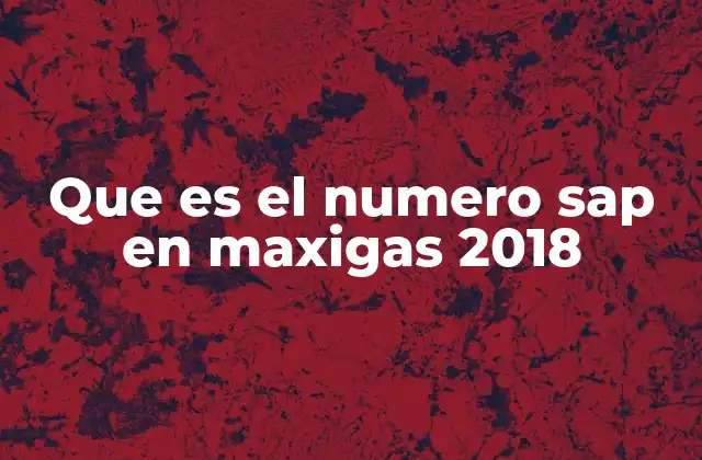 Que es el Numero Sap en Maxigas 2018
