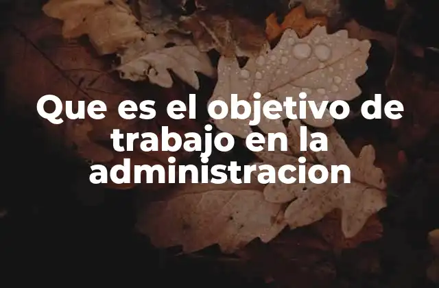 Que es el Objetivo de Trabajo en la Administracion
