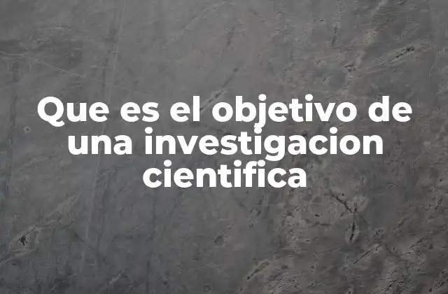 Que es el Objetivo de una Investigacion Cientifica