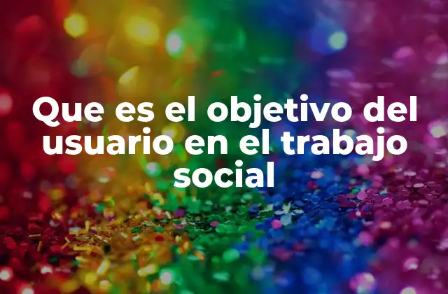 Que es el Objetivo Del Usuario en el Trabajo Social