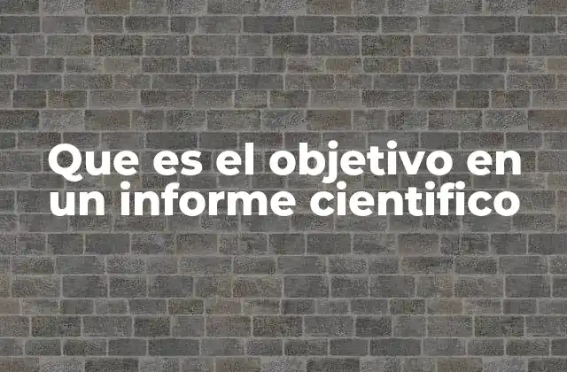 Que es el Objetivo en un Informe Cientifico