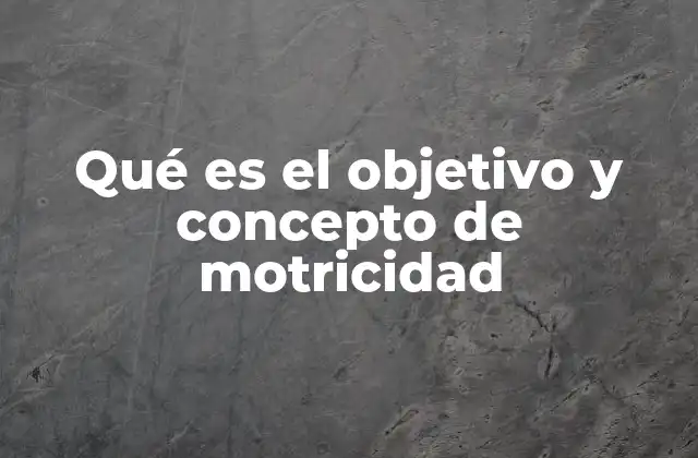 Qué es el Objetivo y Concepto de Motricidad