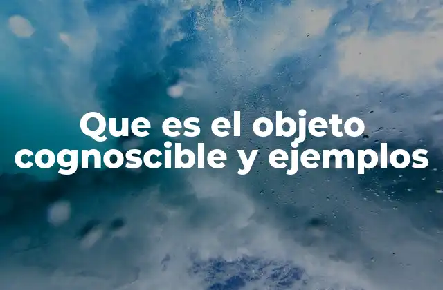 Que es el Objeto Cognoscible y Ejemplos