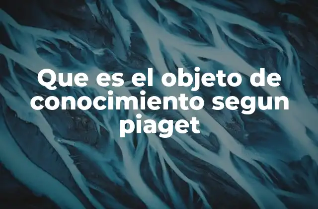Que es el Objeto de Conocimiento Segun Piaget