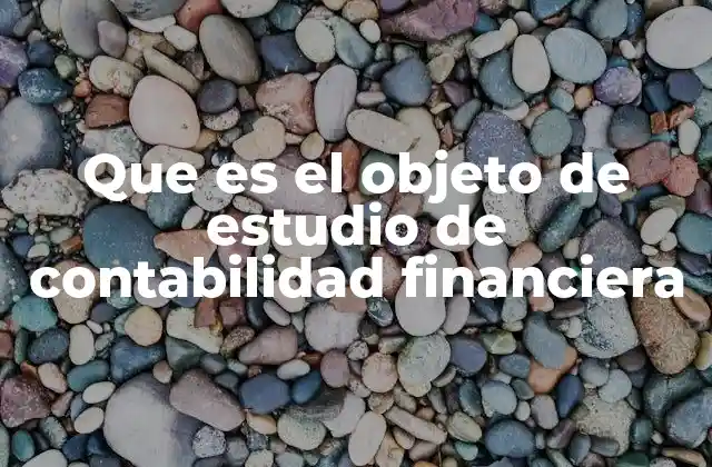 Que es el Objeto de Estudio de Contabilidad Financiera
