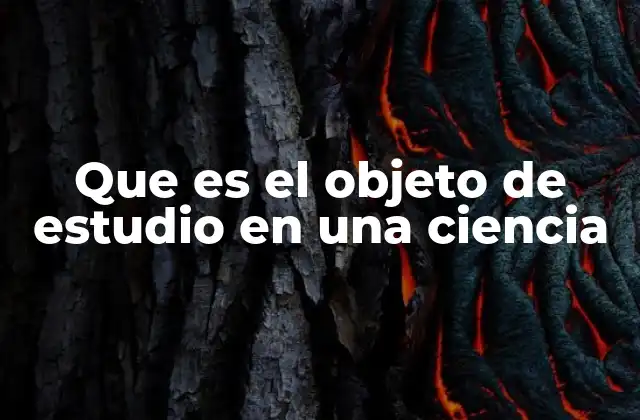 Que es el Objeto de Estudio en una Ciencia