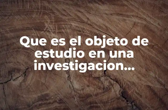 Que es el Objeto de Estudio en una Investigacion Cualitativa