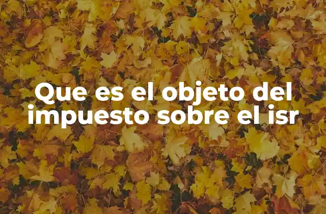 Que es el Objeto Del Impuesto sobre el Isr