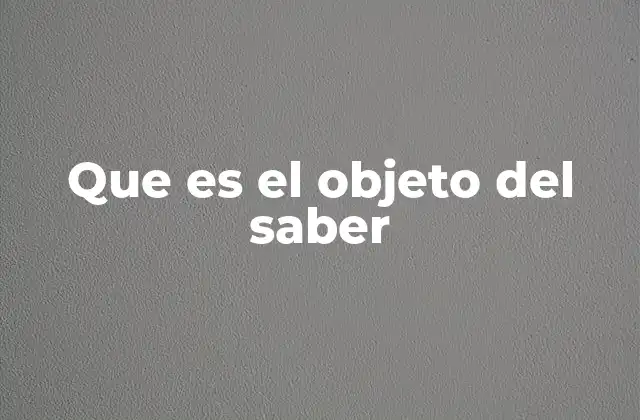 Que es el Objeto Del Saber