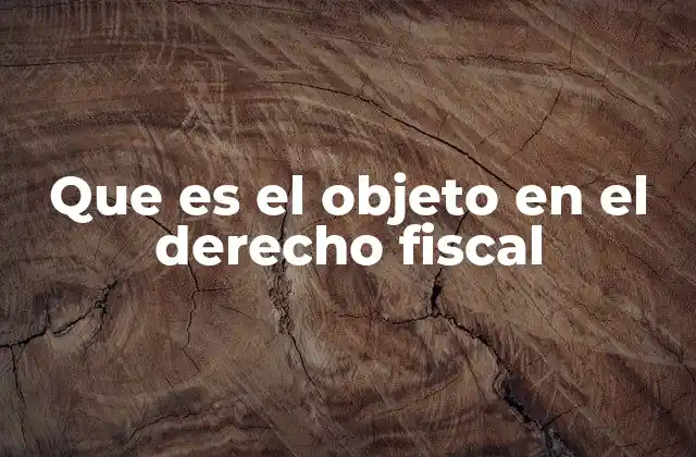 Que es el Objeto en el Derecho Fiscal