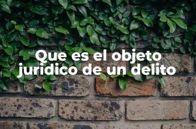 Que es el Objeto Juridico de un Delito