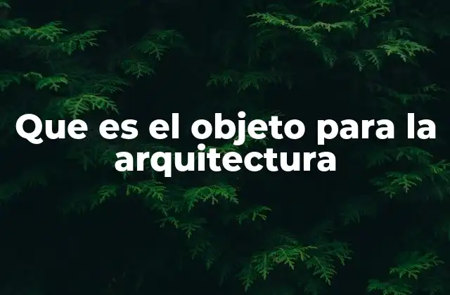 Que es el Objeto para la Arquitectura