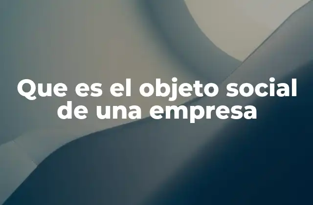 Que es el Objeto Social de una Empresa