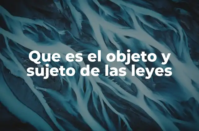 Que es el Objeto y Sujeto de las Leyes