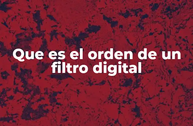 Que es el Orden de un Filtro Digital