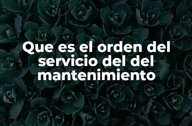 Que es el Orden Del Servicio Del Del Mantenimiento