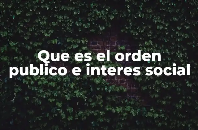 Que es el Orden Publico e Interes Social