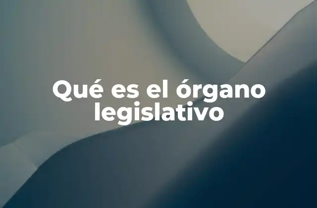 Qué es el Órgano Legislativo