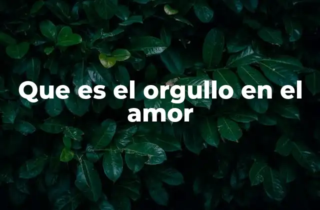 Que es el Orgullo en el Amor