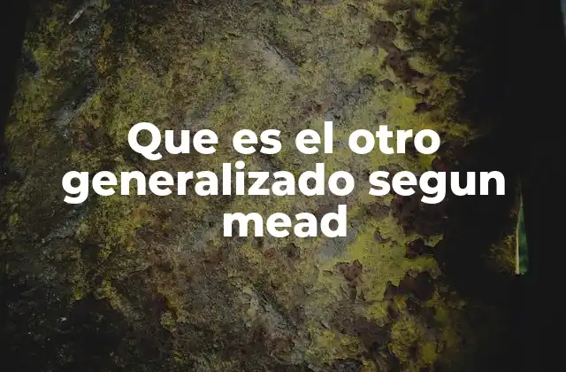 Que es el Otro Generalizado Segun Mead