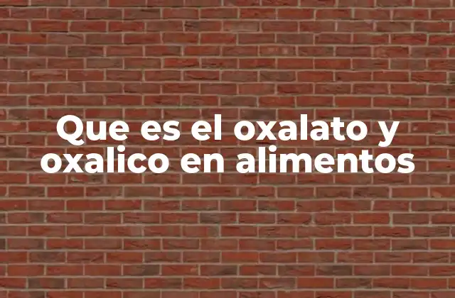 Que es el Oxalato y Oxalico en Alimentos